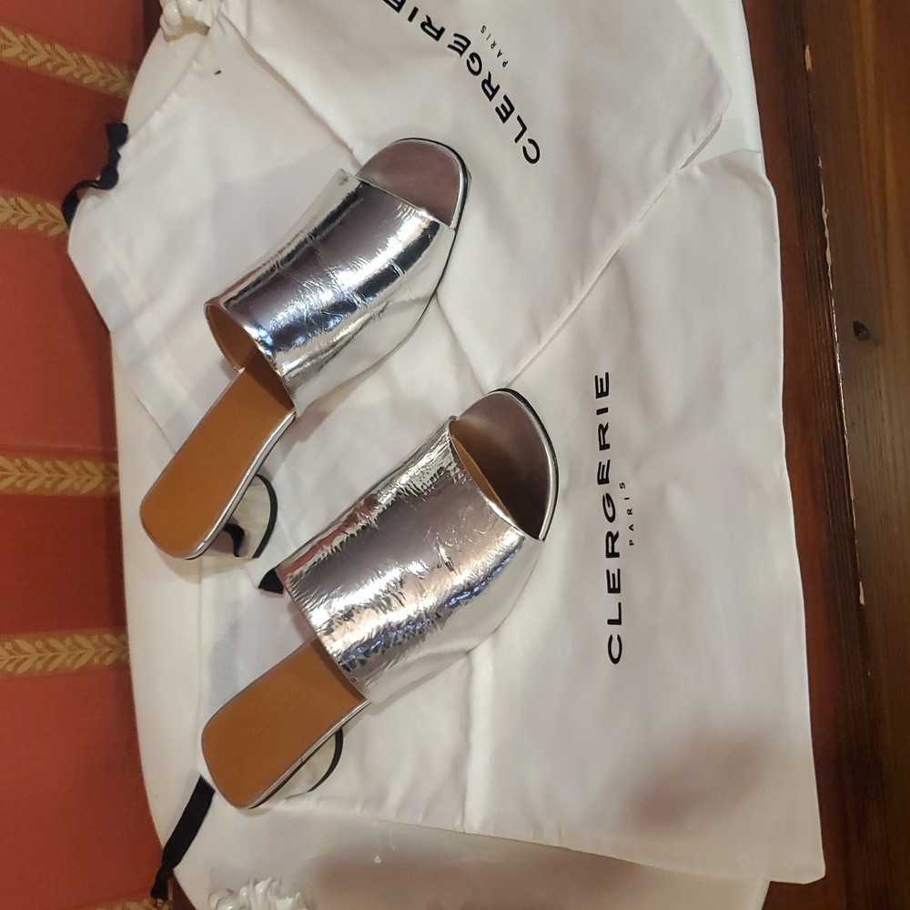Clergerie Silver Mules